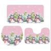 Wotrend Christmas 3 Piece Bath Rugs Set Pink Xmas Snowman Snowflake Tree Winter Non-Slip Bathroom Mats Absorbent Contour Soft Mat Toilet Lid Cover Bathroom Decor Set- 18"x30"+14"x18"+15"x18" view 3