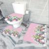 Wotrend Christmas 3 Piece Bath Rugs Set Pink Xmas Snowman Snowflake Tree Winter Non-Slip Bathroom Mats Absorbent Contour Soft Mat Toilet Lid Cover Bathroom Decor Set- 18"x30"+14"x18"+15"x18" view 4
