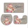 Wotrend Christmas 3 Piece Bath Rugs Set Santa Claus Snowflake Grey Xms Non-Slip Bathroom Mats Absorbent Contour Soft Mat Toilet Lid Cover Bathroom Decor Set- 18"x30"+14"x18"+15"x18" view 3