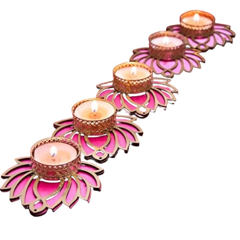 India Gift Hub Diwali Home Decor Tealight Holder, Candle Holders, Floral Candle, Diwali Decoration. (5)