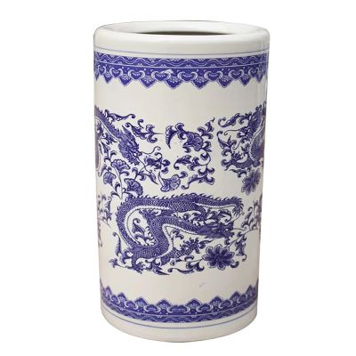 HM&DX Porcelain Umbrella Stand,Floral Blue & White Ceramic Umbrella Rack,Traditional Umbrella Holder Entryway Decor for Canes Walking Sticks