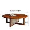 HM&DX Round Coffee Table with Rattan Woven Base,Rubber Wood Center Table,Modern Circle Side Table for Living Room Bedroom Farmhouse(35.5", Dark Brown) view 2
