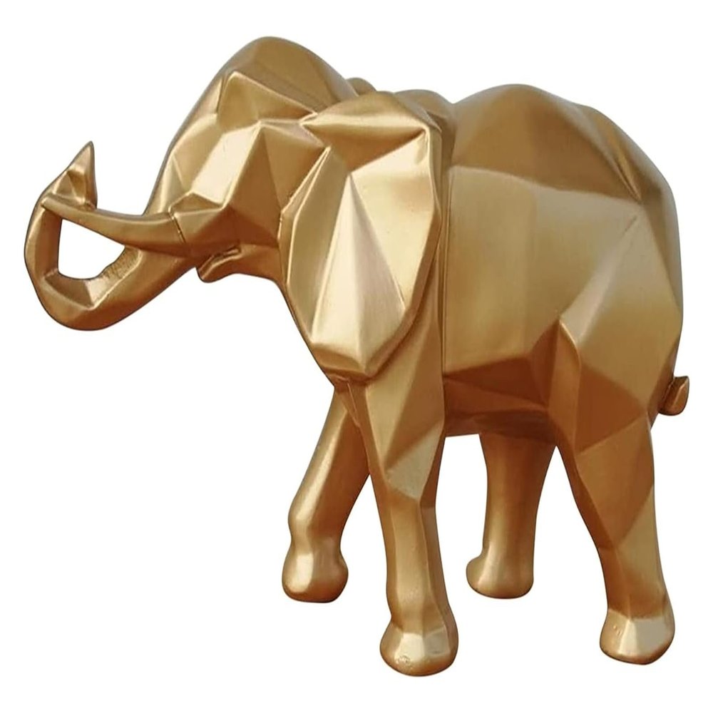 BytheM Sculpture Tabletop Feng Shui Decor Desktop Elephant Statue Animal Sculpture Nordic Minimalist Living Room Craft Resin Ornament Display Indoor Statue of Wealth Statues