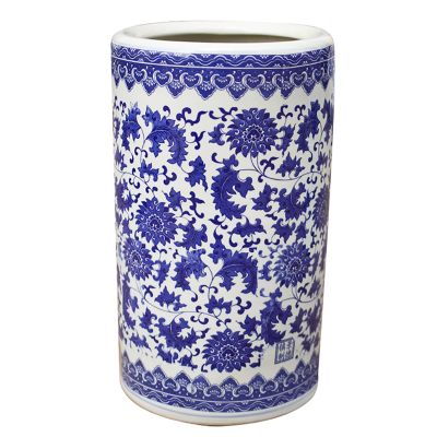 HM&DX Porcelain Umbrella Stand,Floral Blue & White Ceramic Umbrella Rack,Traditional Umbrella Holder Entryway Decor for Canes Walking Sticks