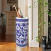 HM&DX Porcelain Umbrella Stand,Floral Blue & White Ceramic Umbrella Rack,Traditional Umbrella Holder Entryway Decor for Canes Walking Sticks view 2