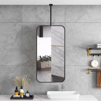 Ceiling Mounted Mirror, Decorative Wall Mirror for Bathroom, Bathroom Vanity Mirror with Metal Frame and Hanging Boom for Bedroom, Entryway, Living Room (Size : 40cmx60cm)