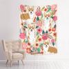 Farmhouse floral Cute corgi and flowers Tapestry Wall Hanging Daily Bedroom Living Room Dorm Home Decor Holiday Wall Art Funny Cute Anime Cartoon Tapestry for Men/Women boys girl 29x37 inch view 1