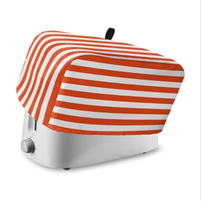 Toaster Cover 2 Slice, Orange and White Stripes Bread Maker Cover Toaster Dust Cover with Pockets, Dust-Proof Cover for Kitchen Small Appliance 12x7.5x8in