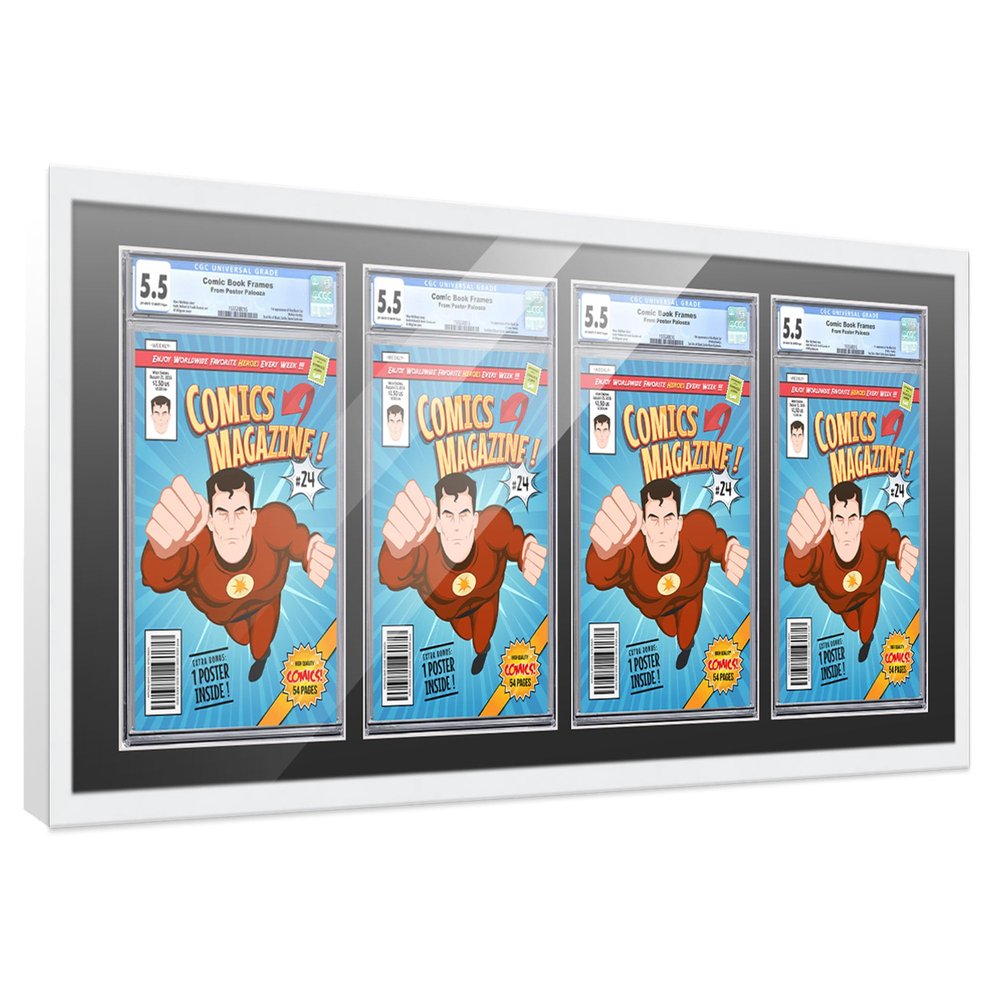 CGC, CBCS OR PGX Graded Comic Frame Wall Display with Mat - White Frame for 8.125x13 Comics