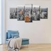 5 Pieces Wall Art for Living Room Chicago Skyline Panorama Black and White Wall Art Chicago Downtown Cityscape Bathroom Wall Decor Posters & Prints Stretched and Framed Ready to Hang 20X40 INCH view 2