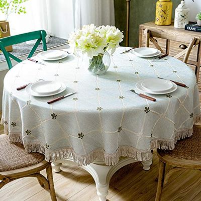 SAAKO American Light Luxury Large Size Round Table Cloth 2 Meters Diameter Cotton and Linen Table Fabric high-end Sense Household Round Table Cloth