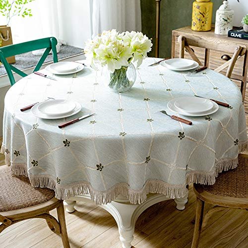 SAAKO American Light Luxury Large Size Round Table Cloth 2 Meters Diameter Cotton and Linen Table Fabric high-end Sense Household Round Table Cloth