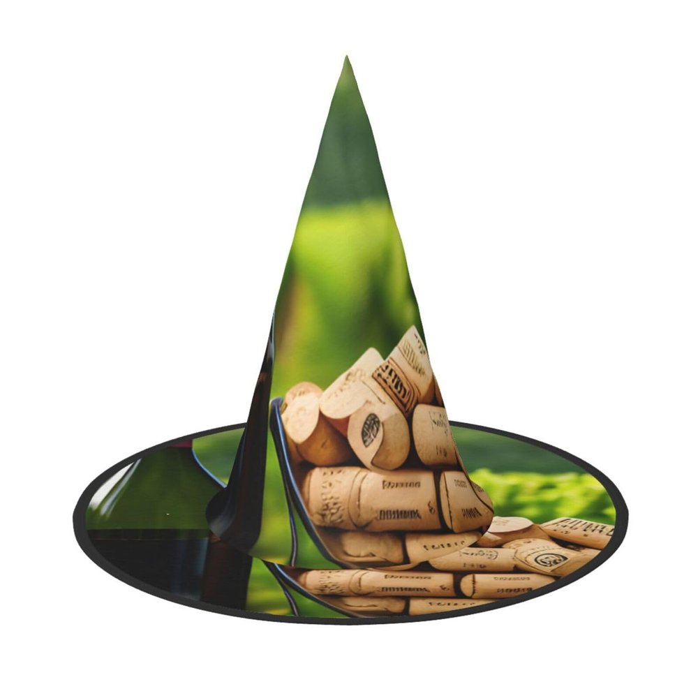 ZISHAK Wine Bottle Corks Grapes Halloween Witch Hat For Women,Ultimate Party Hat For Best Halloween Costume Ensemble