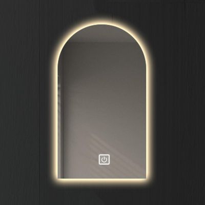 ACHZYFT Arched Mirror with LED Light,Fashion Frameless Wall Mirror with 3000K/4000K/6000K Adjustable,Smart Touch Button,Stepless Dimmable Lighted Makeup Mirror,Vanity Mirror(Color:40cm*70cm)