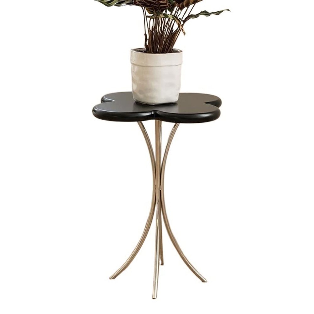 HEXEH Side Table Small Accent Table Side Tables, Small Patio Table End Table with MDF Tabletop and Metal Frame, Small Coffee Table for Living Room Porch Yard Balcony Coffee Table (Color : Black)