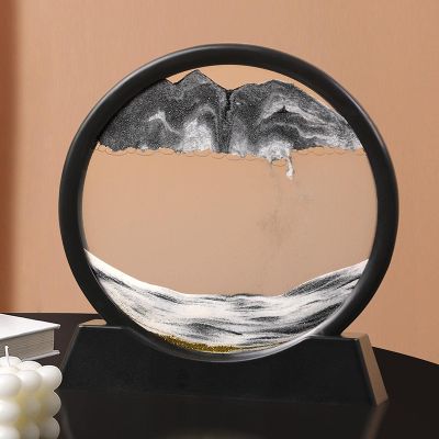 SAAKO Circular Quicksand Painting 3D Stereoscopic Dynamic Hourglass Home Decoration Gift Items Living Room Desktop Ornaments
