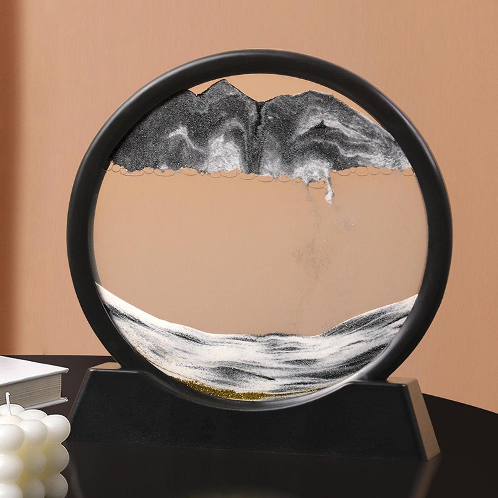 SAAKO Circular Quicksand Painting 3D Stereoscopic Dynamic Hourglass Home Decoration Gift Items Living Room Desktop Ornaments