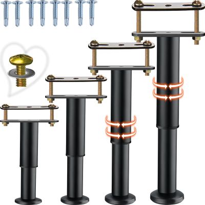 FafdBinm 4PC Bed Frame Support Legs Stabilizer Replacement Universal Slat Reinforcement 6-9.5 inch Black