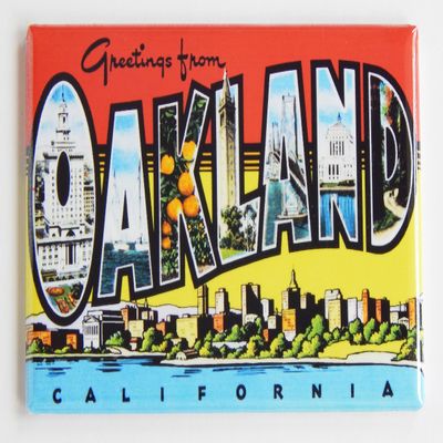 Greetings from Oakland California Fridge Magnet (Style A) (2.5 x 3.5 inches)