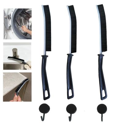 3PCS Gap Cleaning Brush, Crevice Cleaning Brush, Window Track Cleaning Tools, Kitchen Bathroom Cleaning Brushes, Wall Dust Brush, Small Scrub Brushes for Cleaning Small Spaces (Black, 3)