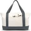 TOPDesign 6-Pack Canvas Tote Bags with an External Pocket, Reusable Grocery Shopping Bags, Top Zipper Closure, Daily Essentials (Grey/Natural) view 1