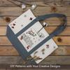 TOPDesign 6-Pack Canvas Tote Bags with an External Pocket, Reusable Grocery Shopping Bags, Top Zipper Closure, Daily Essentials (Grey/Natural) view 3