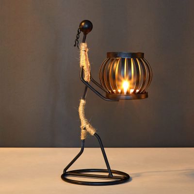 TANIQIACA Unique Little Girl Candle Holder, Artistic Wrought Iron Candelabrum for Charming Home Decor(H)