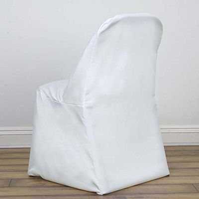 Tableclothsfactory 30 PCS Ivory Linen Polyester Folding Chair Cover Dinning Chair Slipcover for Wedding Party Event Banquet Catering