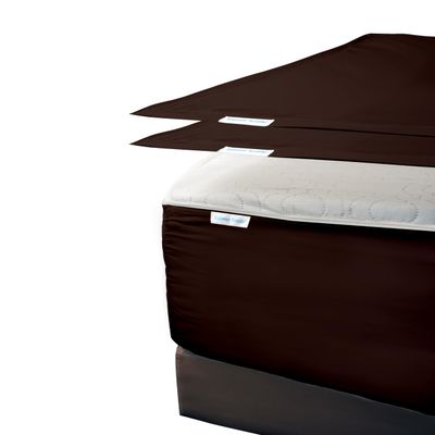 Zip On Fitted Sheet - Includes 1 Fitted Base + 2 Zip Sheet - Easy to Change, Wont Pop Off Full-XL Sheet- 600 TC Cotton Fitted Sheet- 15 Deep Pocket Full-XL Size- Chocolate
