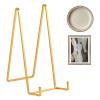 Large Plate Holder Display Stand - 10 inch Tall Plate Stands for Display - Metal Picture Frame Stand - Big Tabletop Easel Stand for Decorative Plates | Platter | Book | Plaque | Tile - 2 Pack - Gold view 1
