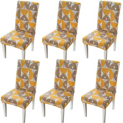 Dining Chair Covers 4 6 Pack Super Fit Stretch Short Dining Room Chair Covers, Washable Spandex Kitchen Parsons Chair Slipcovers Banquet Chair Seat Protector Slipcover (Printed-16, 6)