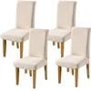 Stretch Short Dining Chair Covers 4 6 Pack Lattice Chair Covers, Stretch Spandex Jacquard Parsons Dining Room Chair Seat Protector Slipcovers for Home Dining Room Hotel Ceremony(Color-Beige, 4) view 1