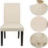 Stretch Short Dining Chair Covers 4 6 Pack Lattice Chair Covers, Stretch Spandex Jacquard Parsons Dining Room Chair Seat Protector Slipcovers for Home Dining Room Hotel Ceremony(Color-Beige, 4) view 2