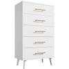 Aiho 5 Drawer Dresser, Tall Dresser with Metal Handles, Wood Storage Organizer for Bedroom, Hallway, or Entryway, White view 1