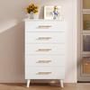 Aiho 5 Drawer Dresser, Tall Dresser with Metal Handles, Wood Storage Organizer for Bedroom, Hallway, or Entryway, White view 2
