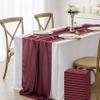 12 Pack Chiffon Table Runner 14x108 Inch Long 9ft Sheer Table Runners for Party Romantic Wedding Bridal Shower Fall Decorations-Burgundy view 1