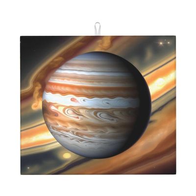 Jupiter Landscape Washable Kitchen Countertop Drying Mat 16x18in For Halloween Christmas Housewarming Gift Dishes Drainer