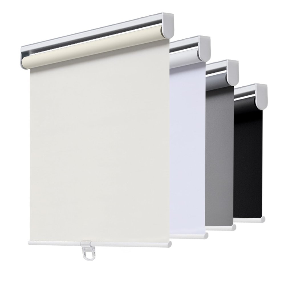 AOSKY Cordless Roller Shades Blackout Blinds for Windows Room Darkening Rolled Up Shades with Spring System, UV Protection Window Shades Door Blinds for Home and Office (34" W x 72" H, Ivory)