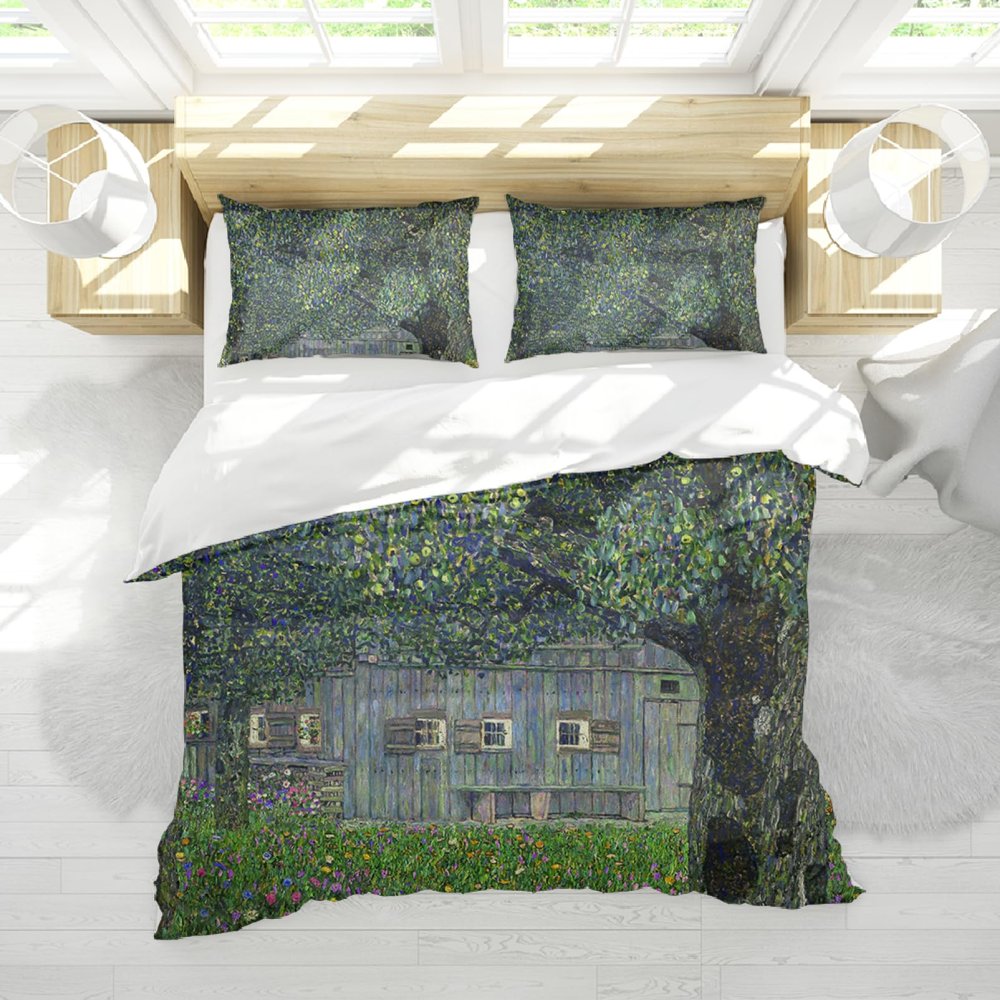 Wewoo Home Farm Garden Duvet Cover Set with 2 Pillow Shams 3 Pieces Gustav Klimt Soft Breathable Duvet Comforter Cover with Zipper Closure King