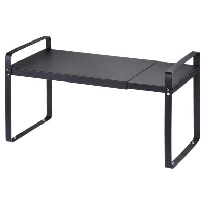uxcell Expandable Cabinet Shelf Organizers, Kitchen Counter Shelves, Metal Spice Racks, Stackable Counter Storage Shelf (Black 14"-23.6" L x 11" W x 10.3" H)