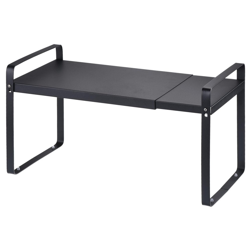uxcell Expandable Cabinet Shelf Organizers, Kitchen Counter Shelves, Metal Spice Racks, Stackable Counter Storage Shelf (Black 14"-23.6" L x 11" W x 10.3" H)