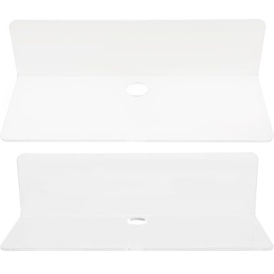 Cabilock 2pcs Acrylic Floating Shelf Wall-Mounted Storage Organizer for Bathroom Kitchen Bedroom Office Multi-Functional Display Rack Adhesive Installation