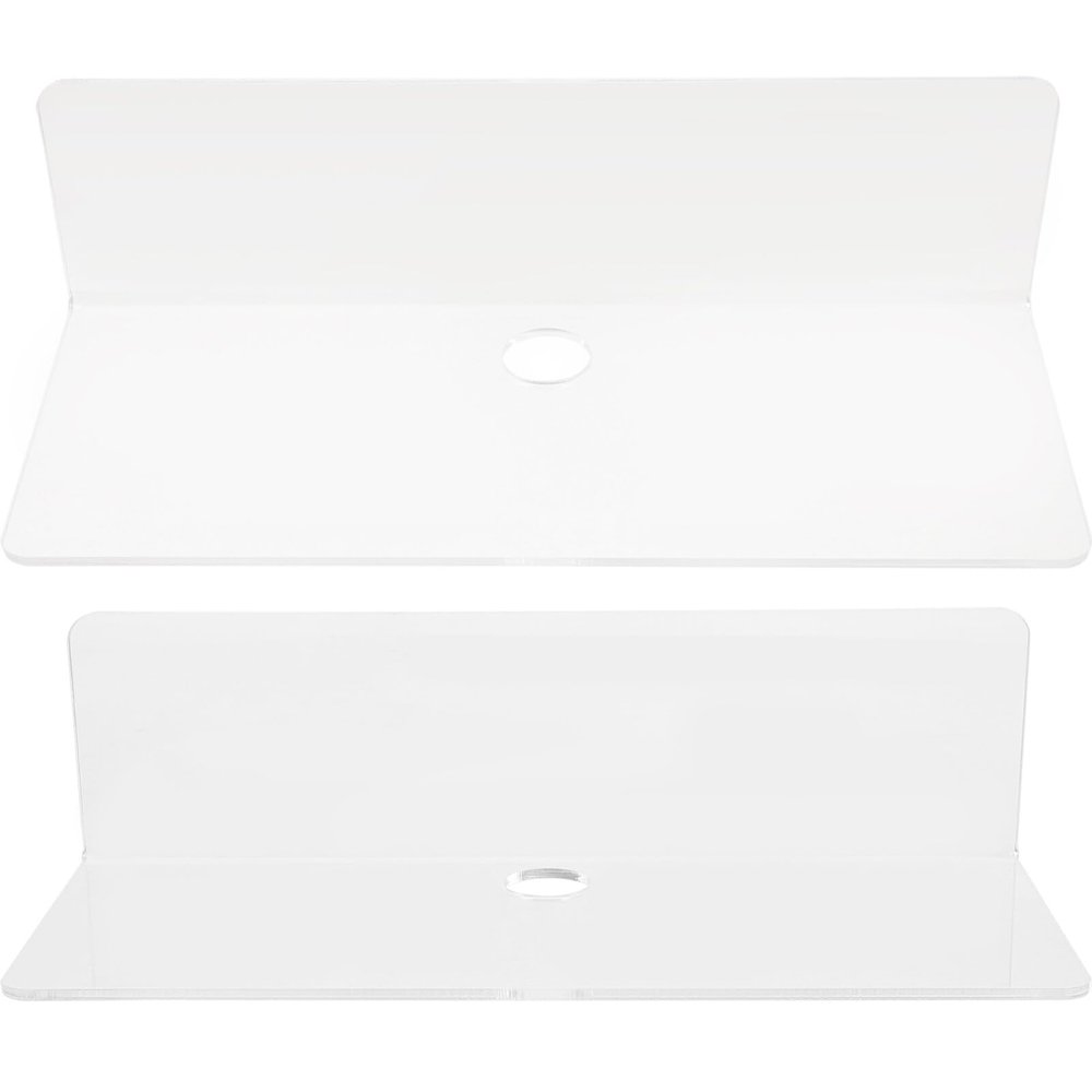 Cabilock 2pcs Acrylic Floating Shelf Wall-Mounted Storage Organizer for Bathroom Kitchen Bedroom Office Multi-Functional Display Rack Adhesive Installation