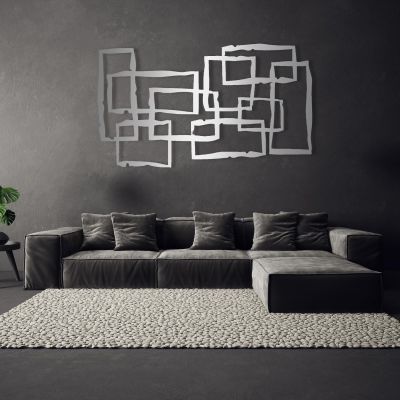 Cadeali Metal Wall Art - Decorative Abstract Wall Art, Large Retro Wall Decor, Mid-Century Vintage Wall Art, Modern Home Decor, Housewarming Gift (11.3 x 19.68' / 28.7 x 50 cm, Silver)