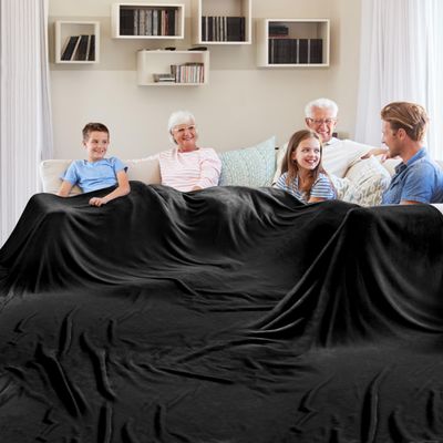 Edenleaf Big Oversized Soft Blanket, Giant Fleece Companion 120x120, California King Warm Blanket for Whole Family, Bed, Sofa, Couch, Travel, Camping 120x120 Black