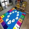 SOJAWA Children Enlightenment Blue Area Rug,6x8ft, Clouds Kids Learning Alphabet Numbers Bedroom Rugs Easy Clean Low Pile Indoor Mat, Washable Non-Slip Rug for Living Room Study Room view 1