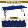 6 Pack Stretch Fabric Table Top Cap Cover, fits 8' Tables, Spandex Table Covers Washable Elastic Rectangle Tablecloth Protector for Indoor Outdoor Party Picnic Wedding, Navy Blue, 30" W x 96" L view 2