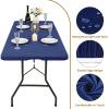 6 Pack Stretch Fabric Table Top Cap Cover, fits 8' Tables, Spandex Table Covers Washable Elastic Rectangle Tablecloth Protector for Indoor Outdoor Party Picnic Wedding, Navy Blue, 30" W x 96" L view 3