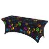 Nameapo Spandex Tablecloth 6FT Stretch Rectangular Patio Tight Fitted Table Covers for Holiday Dining Party 72 x30Inch Colorful Dog Paw Print Pattern view 1
