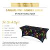 Nameapo Spandex Tablecloth 6FT Stretch Rectangular Patio Tight Fitted Table Covers for Holiday Dining Party 72 x30Inch Colorful Dog Paw Print Pattern view 4
